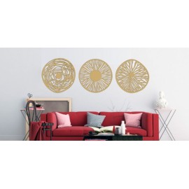 Set de 3 Figuras Decorativas para Pared Círculos Dorado