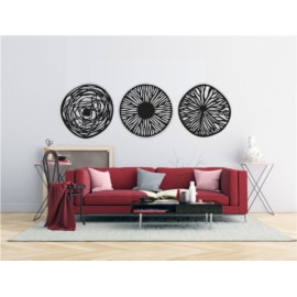 Set de 3 Figuras Decorativas para Pared Círculos Negro