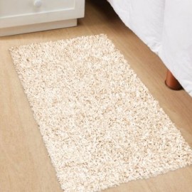 Tapete Pie De Cama Shaggy Tejido Beige