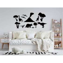 Set de 13 Figuras Decorativas para Pared Dinosaurios Negro