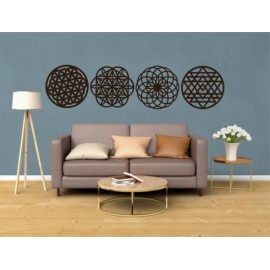 Set de 4 Figuras Decorativas para Pared Geometría Café