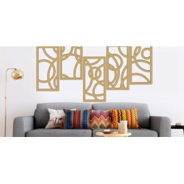 Set de 5 Cuadros decorativos para Pared desnivel Dorado