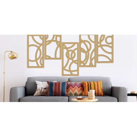 Set de 5 Cuadros decorativos para Pared desnivel Dorado