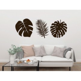 Set de 3 Hojas Decorativas para Pared Naturaleza Café