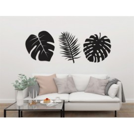 Set de 3 Hojas Decorativas para Pared Naturaleza Negro