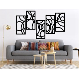 Set de 5 Cuadros decorativos para Pared desnivel Negro