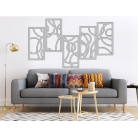 Set de 5 Cuadros decorativos para Pared desnivel Plata