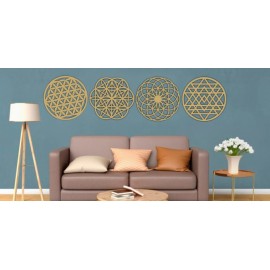 Set de 4 Figuras Decorativas para Pared Geometría Dorado