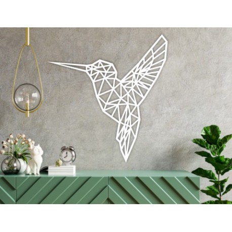 Figura Geométrica Decorativa para Pared Colibrí Blanco