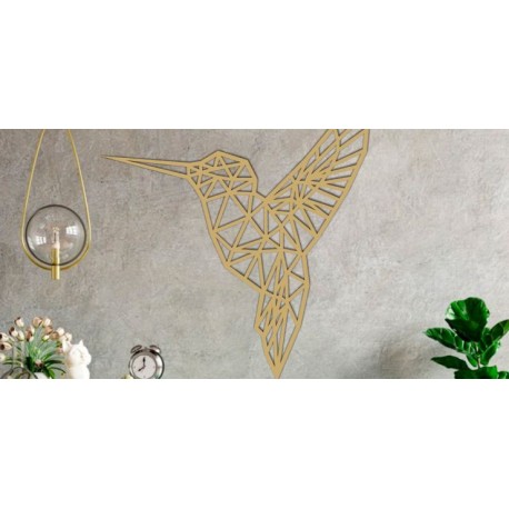 Figura Geométrica Decorativa para Pared Colibrí Dorado