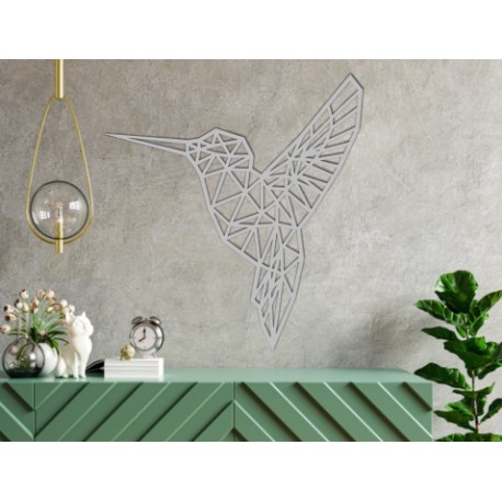 Figura Geométrica Decorativa para Pared Colibrí Plata