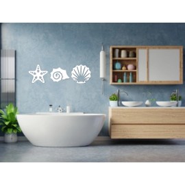 Set de 3 Figuras Decorativas para Pared Océano Blanco