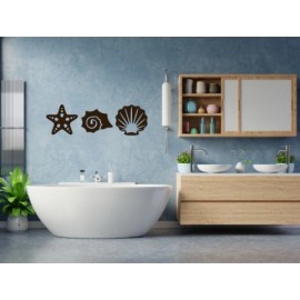 Set de 3 Figuras Decorativas para Pared Océano Café