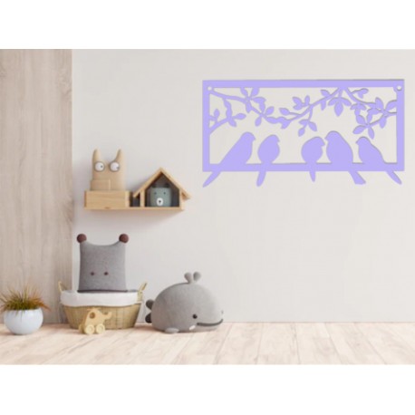 Figura Decorativa para Pared Pajaritos Morado