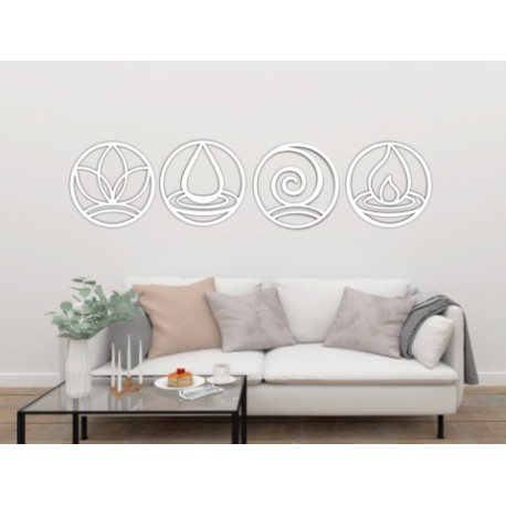 Set de 4 Figuras Decorativas para Pared Elementos Blanco