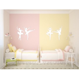 Set de 4 Figuras Decorativas para Pared Bailarinas Blanco