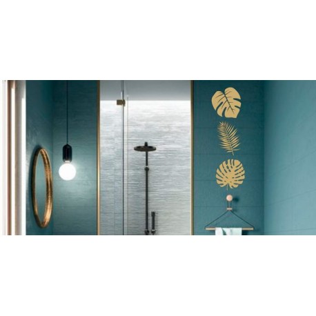 Set de 3 Figuras Chico Decorativas para Pared Naturaleza Dorado