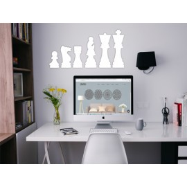 Set de 6 Figuras Decorativas para Pared Ajedrez Blanco