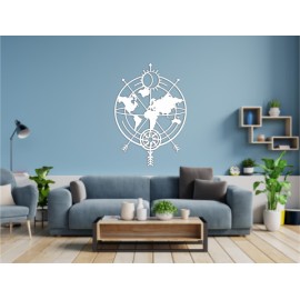 Figura Decorativa para Pared Brújula Blanco