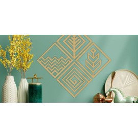 Set de 4 Figuras Decorativas para Pared Rombos Dorado