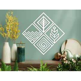 Set de 4 Figuras Decorativas para Pared Rombos Blanco