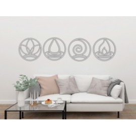 Set de 4 Figuras Decorativas para Pared Elementos Plata