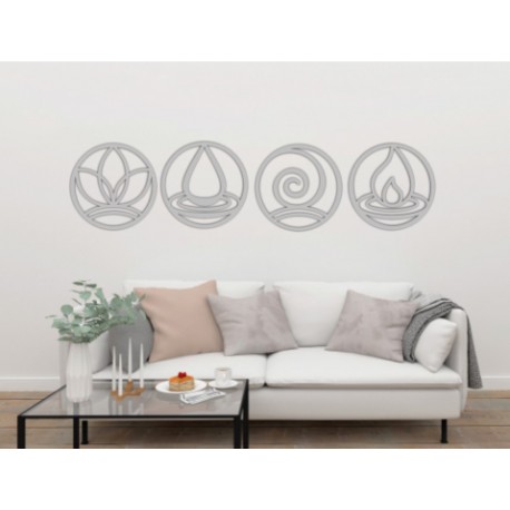 Set de 4 Figuras Decorativas para Pared Elementos Plata