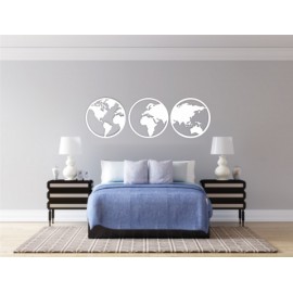 Set de 3 Figuras Decorativas para Pared Mapa Mundi Blanco