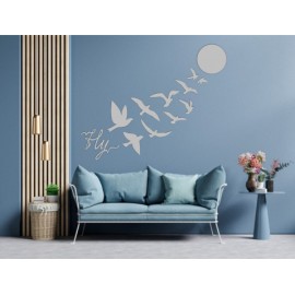 Set de 12 Figuras Decorativas para Pared Fly Plata