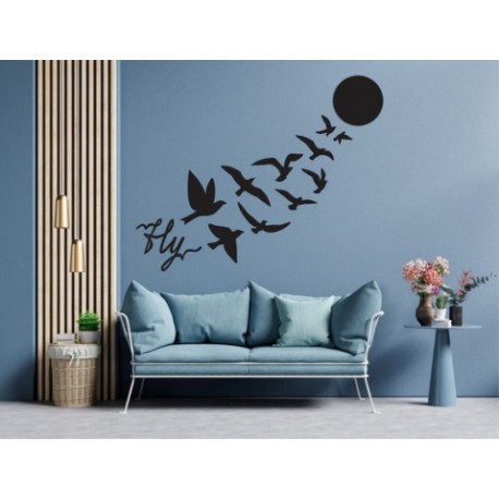 Set de 12 Figuras Decorativas para Pared Fly Negro