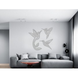 Set de 3 Figuras Decorativas para Pared Colibrís Plata