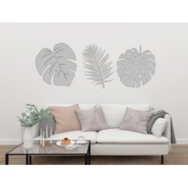 Set de 3 Hojas Decorativas para Pared Naturaleza Plata