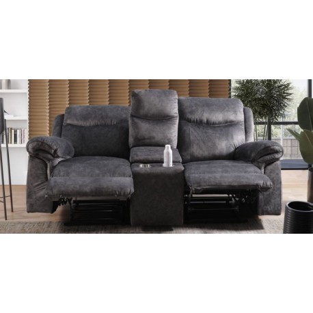 Sofá 2 Plazas Con Reclinable Twin Falls Gris