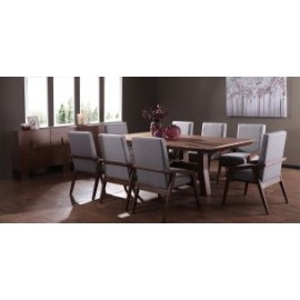 Comedor Rectangular Kansas de 220 cm con 8 Sillones Gris