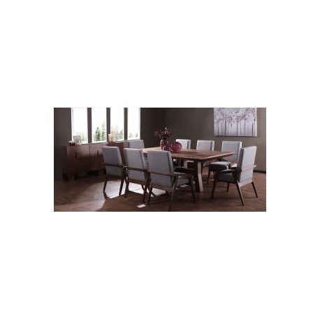 Comedor Rectangular Kansas de 220 cm con 8 Sillones Gris