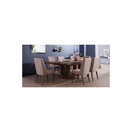 Comedor Rectangular Anka de 240 cm con 6 Sillas Capuchino