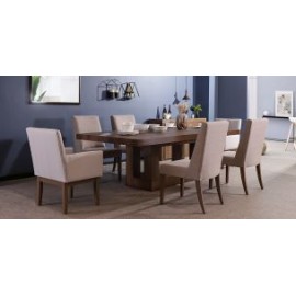 Comedor Rectangular Anka de 240 cm con 4 Sillas y 2 Sillones Capuchino