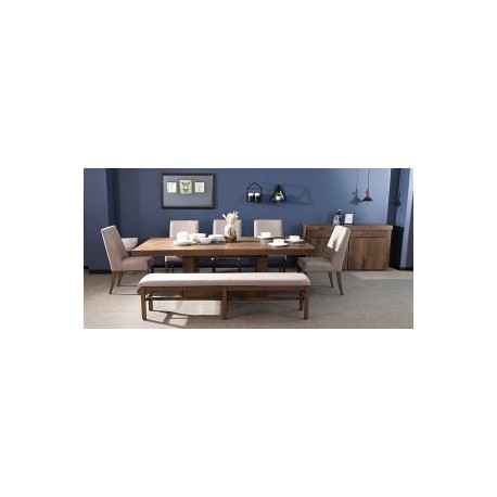 Comedor Rectangular Anka de 240 cm con 5 Sillas y Banca de 200 cm Capuchino