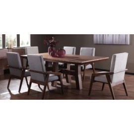 Comedor Rectangular Kansas de 220 cm con 6 Sillones Gris