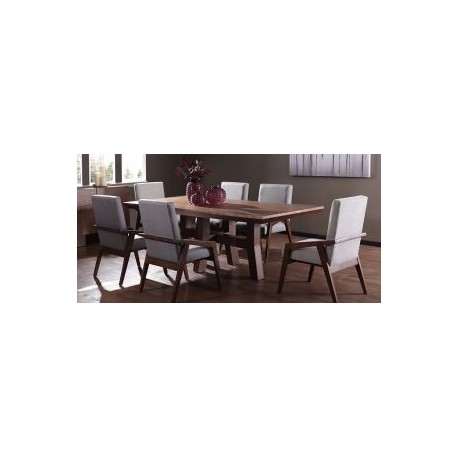 Comedor Rectangular Kansas de 220 cm con 6 Sillones Gris