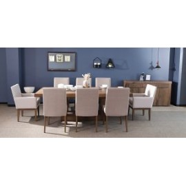 Comedor Rectangular Anka de 240 cm con 6 Sillas y 2 Sillones Capuchino