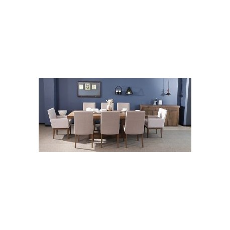 Comedor Rectangular Anka de 240 cm con 6 Sillas y 2 Sillones Capuchino