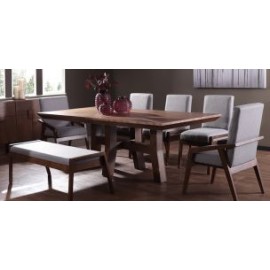 Comedor Rectangular Kansas de 220 cm con 3 Sillas, 2 Sillones y Banca Gris