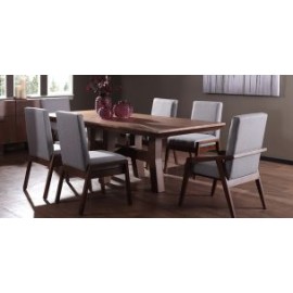 Comedor Rectangular Kansas de 220 cm con 4 Sillas y 2 Sillones Gris