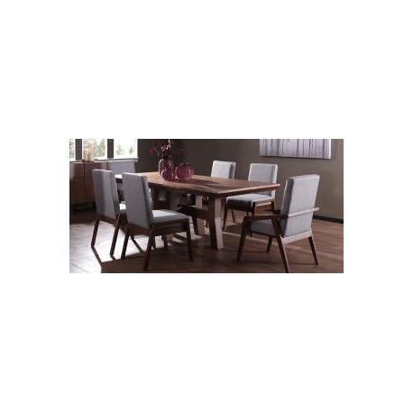 Comedor Rectangular Kansas de 220 cm con 4 Sillas y 2 Sillones Gris