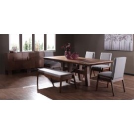 Comedor Rectangular Kansas de 220 cm con 4 Sillas y Banca Gris