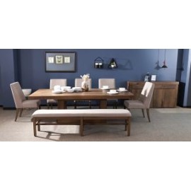 Comedor Rectangular Anka de 240 cm con 5 Sillas y Banca de 200 cm Capuchino