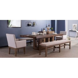 Comedor Rectangular Anka 240 cm con 2 Sillones y 2 Bancas de 200 cm Capuchino