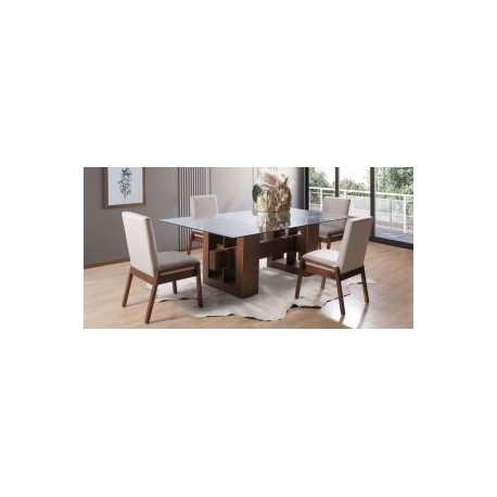 Comedor Rectangular Berlin New 220 cm Beige con 4 Sillas