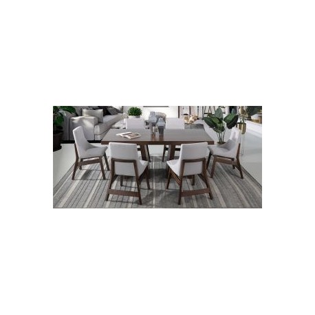 Comedor Rectangular Odette New 180 cm con 6 Sillas Gris